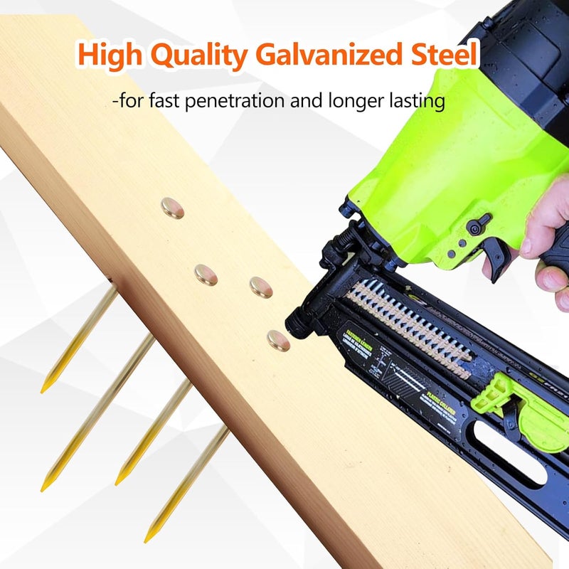 SITLDY 21 Degree Framing Nails 1000 Count, 2.0-Inch x .113" Ring Shank, Full Round Head EG Galvanized, for Pneumatic Electric 20 to 22 Degree Framing Nailer - Image 4